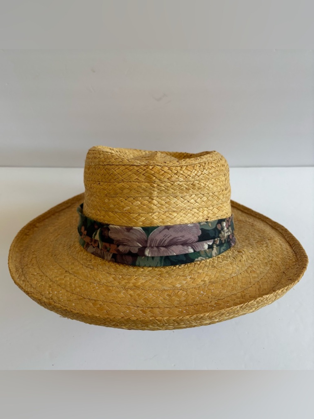 Biltmore Straw Wide Brim‎ Fedora Hat XL Rim Garden Unisex Raffia Coastal Resort